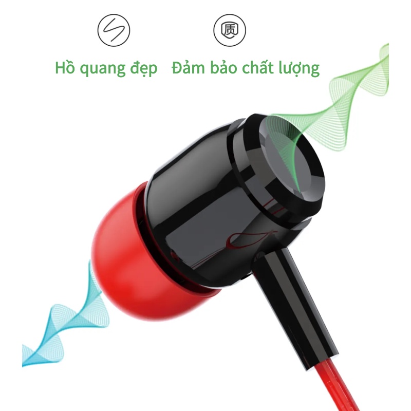 Tai Nghe Nhét Tai Có Dây Cổng 3.5mm Kèm Micro Tiện Dụng 4D Siêu Bass Nút Tai