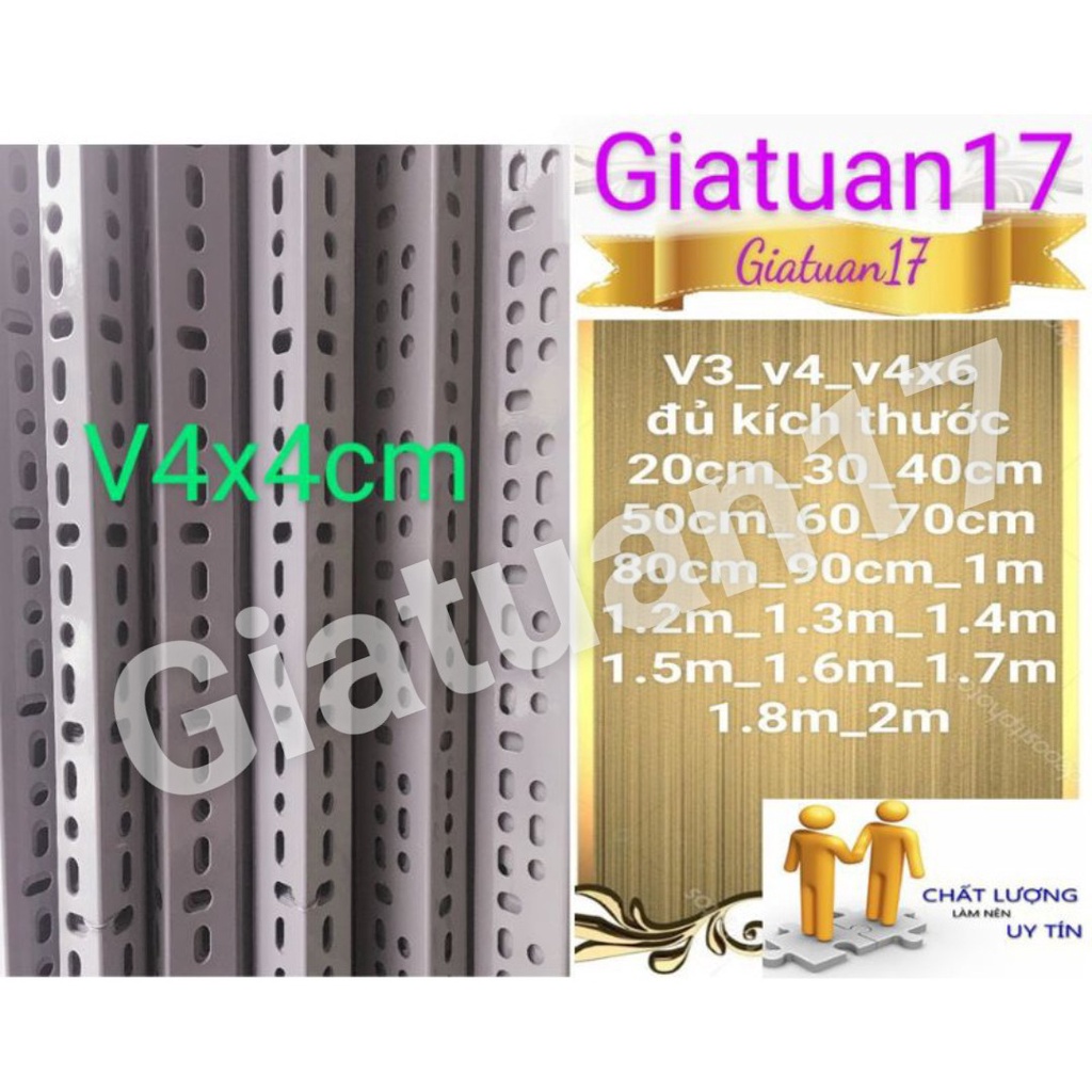 (Dài 160cm) Thanh sắt V lỗ 4x4cm ⭐DÀY 1.6MM ĐỦ⭐ ( BAO KẸP THƯỚC) sơn tĩnh điện