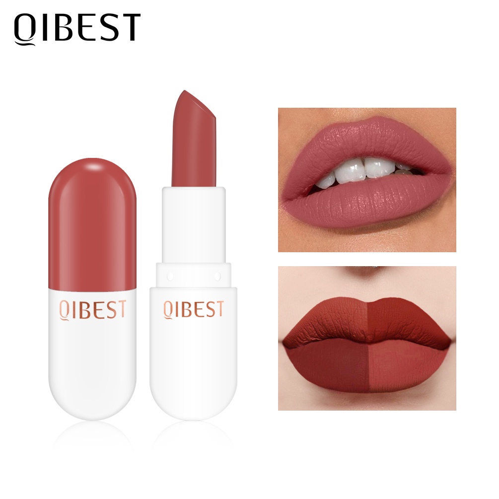 QIBEST Long-lasting Non-fading Waterproof Velvet Matte Lipstick Mini Capsule Lipstick