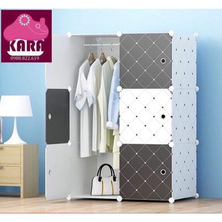 Tủ nhựa lắp ghép đa năng 6 ngăn giá rẻ sâu 47cm. Mẫu bán chạy nhất 2019( thân kẻ trắng cửa kẻ đen trắng mầu mới)
