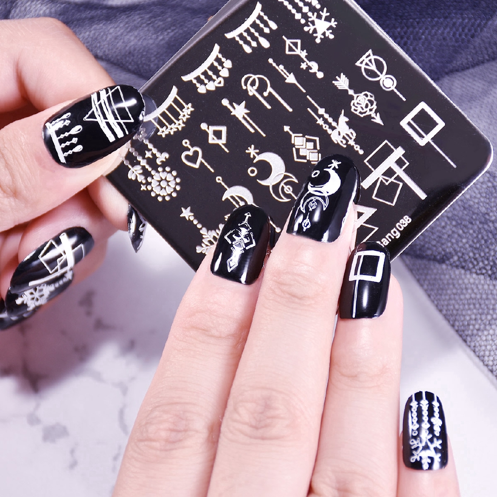 [Hàng mới về] Tấm dập móng tay BEAUTYBIGBANG 6 * 6cm đường tua rua hình học vuông