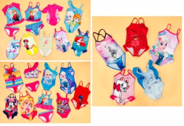 Bộ bơi liền thân + 2 mảnh bé gái in hình Disney