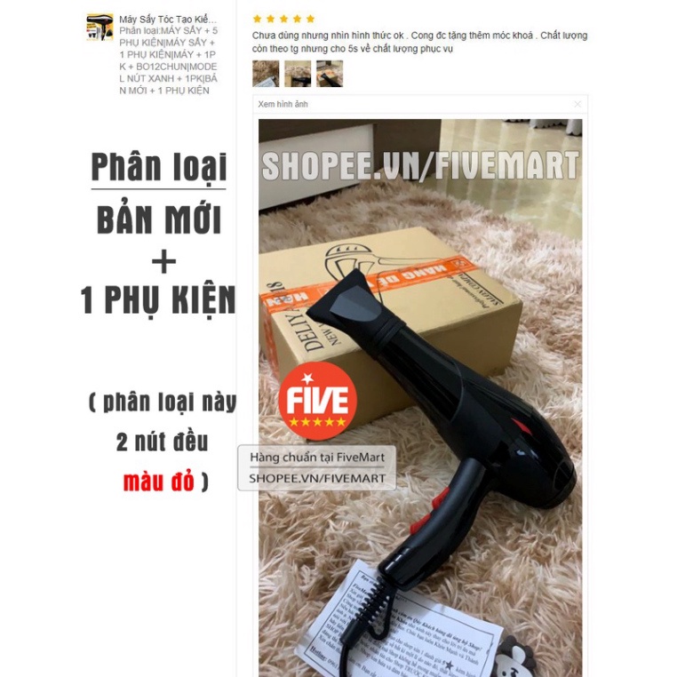 Máy Sấy Tóc Tạo Kiểu Công Suất Lớn 2200W Tặng Kèm Bộ Phụ Kiện 1 Hoặc 5 Chi Tiết Tùy Phân Loại Máy Sấy Cherrystore999