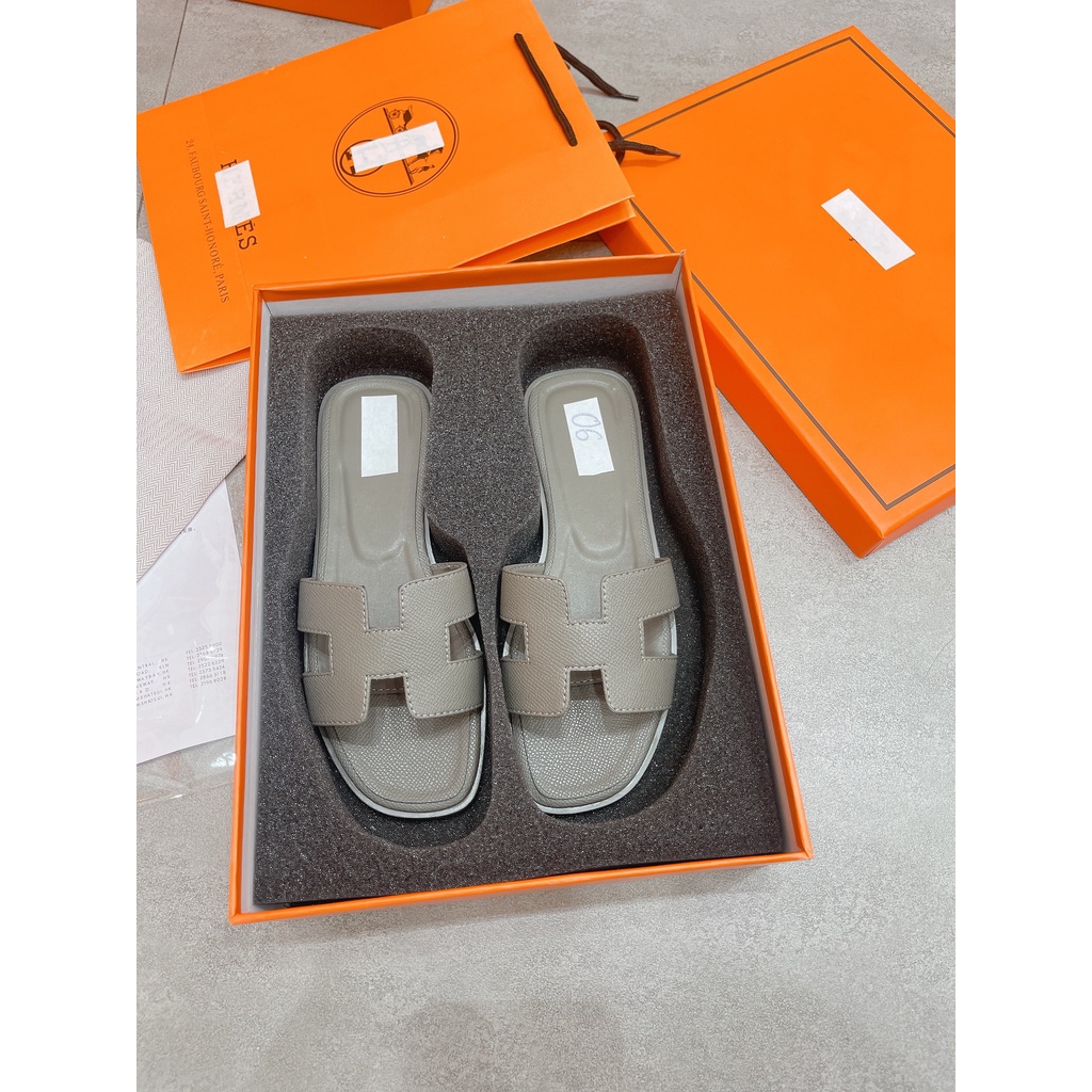 Dép lê nữ Hm full box hàng loại 1  nhiều màu chất liệu da mềm chống trơn trượt kèm ảnh thật H38