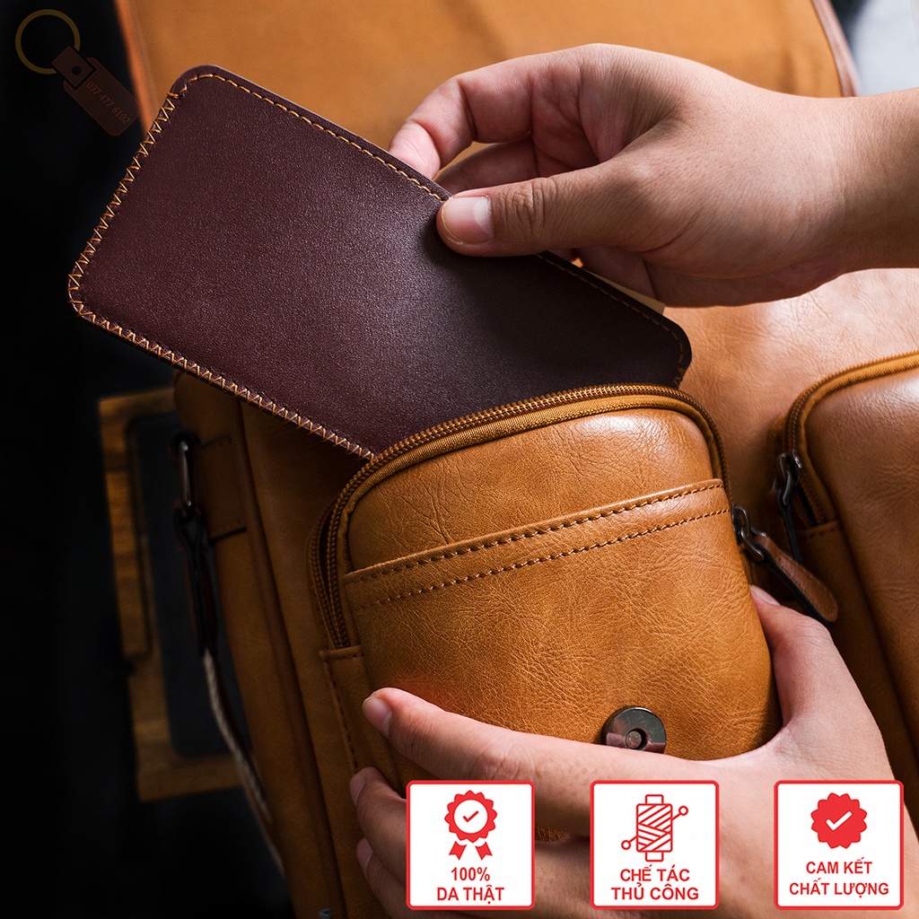 Ví 1 Ngăn Siêu Nhỏ Gọn Card Holder Minimalist - Da Bò Cao Cấp Nhập Khẩu