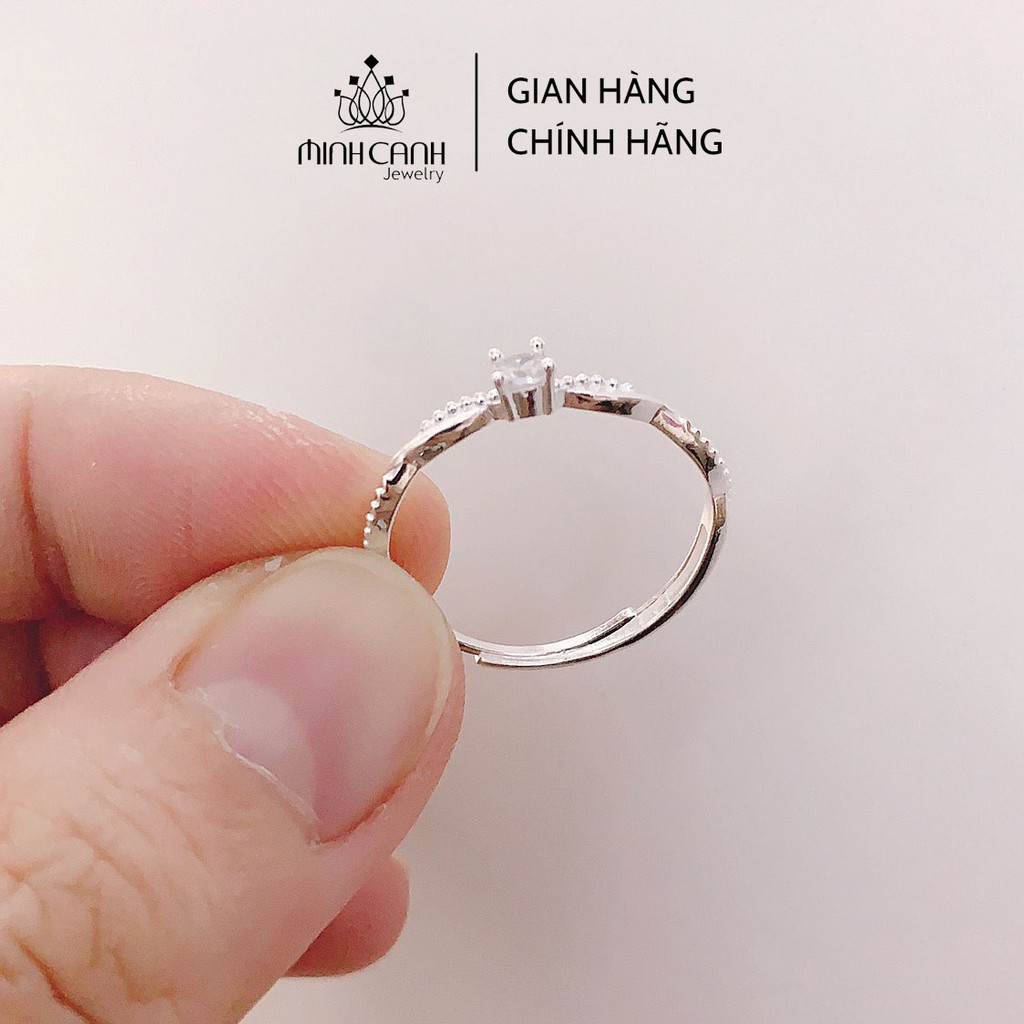 Nhẫn Bạc Nữ Xoắn Đính Đá Cao Freesize - Minh Canh Jewelry