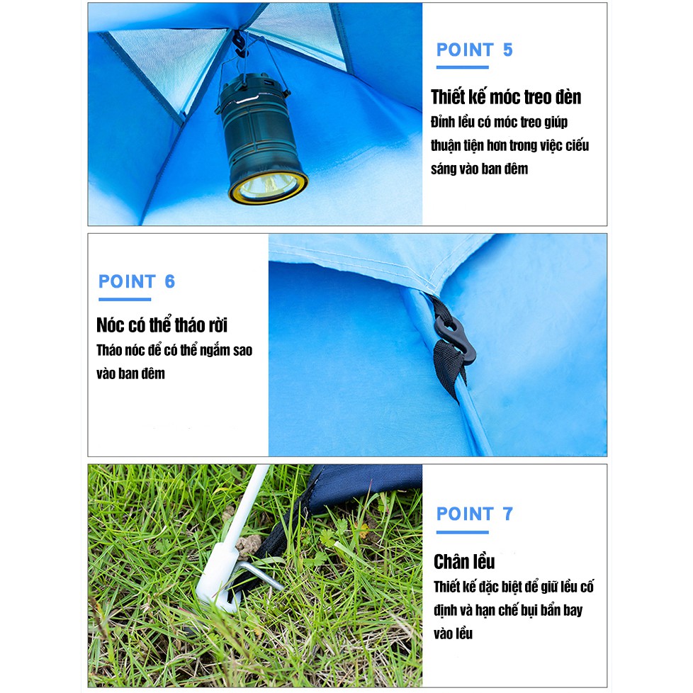 Lều Cắm Trại, Lều Cắm Trại 4 Người Cỡ Lớn Cửa Dạng Mái Hiên, Chống Nước, Chống Gió, Chống Tia Bức Xạ | BigBuy360 - bigbuy360.vn