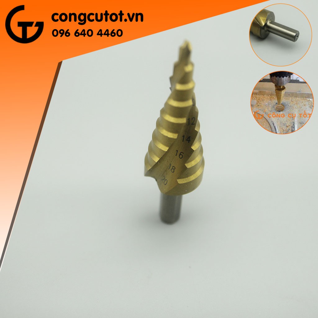 Mũi khoan tháp 4-20 HSS 4241 rãnh xoắn, chuôi tròn