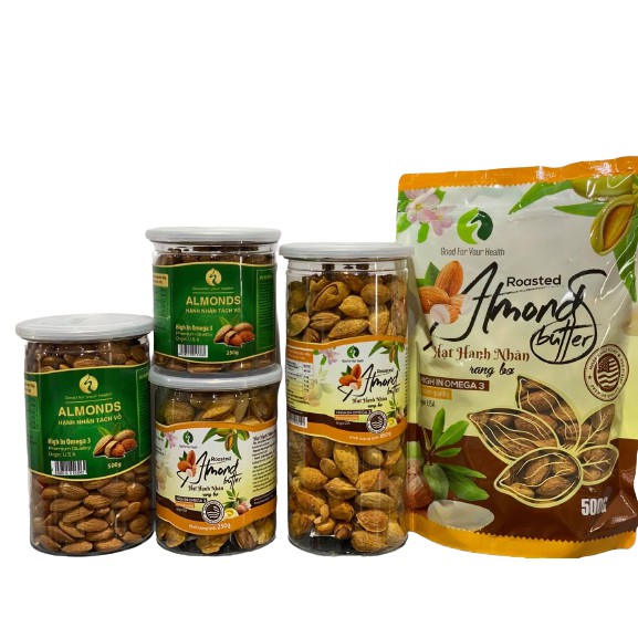 Hạt Hạnh Nhân Rang Bơ Mỹ vỏ mỏng hạt to giòn không hôi dầu TH FONUT
