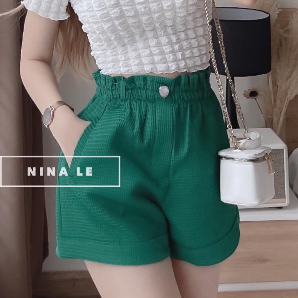 Quần short đùi nữ cạp cao ống rộng, quần đùi nữ kiểu nhiều màu