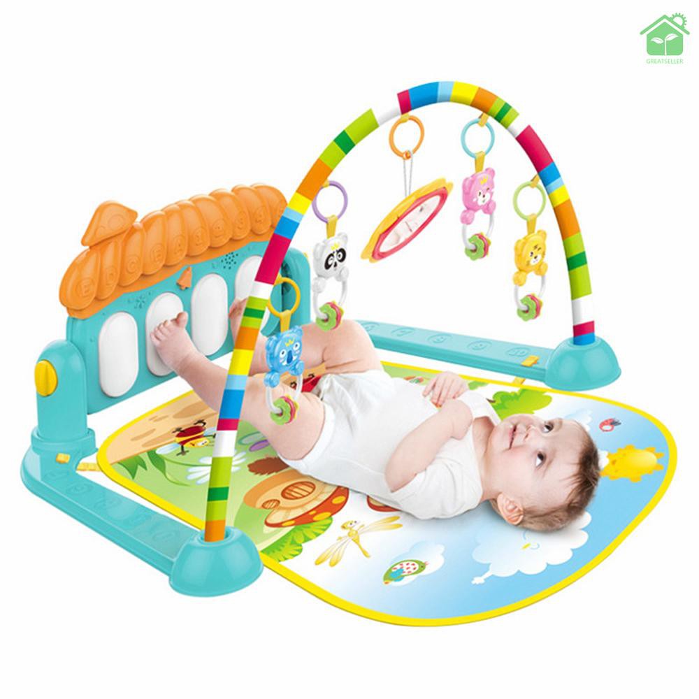 ♥♥gree~2 in 1 Baby Kick and Play Piano Gym Mat Rack Newborn Music Fitness Rack Play Crawling Mat Early Educational Toy for 0~36 Months Babies