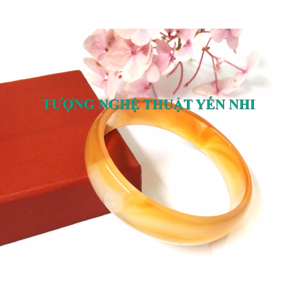 Vòng tay Mã não thiên nhiên bản tròn - đường kính 54mm
