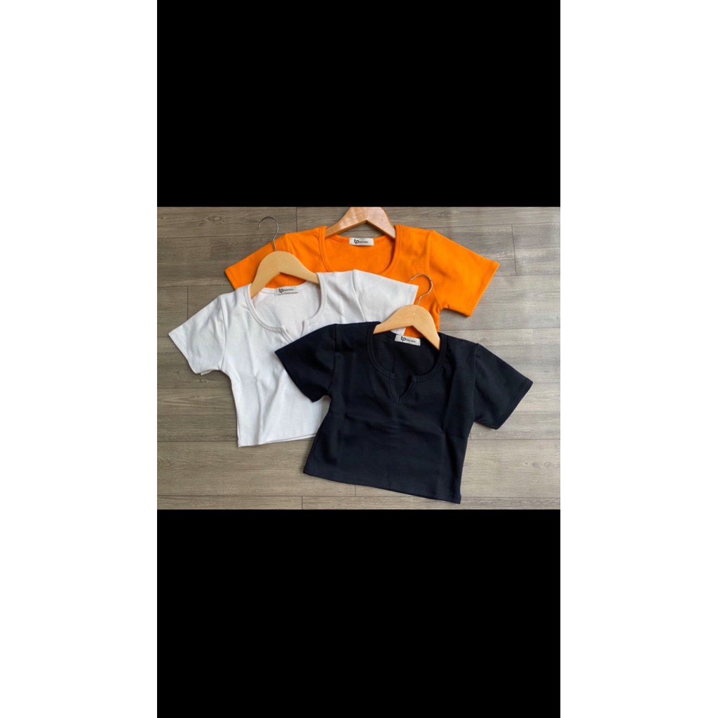 Áo Croptop Cổ V Nữ  Croptop thun tăm cộc tay SIÊU HOT