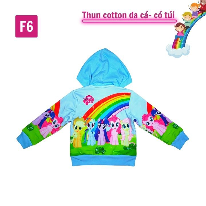 Áo khoác bé gái Pony cầu vồng từ 11-43kg - Thun cotton da cá in 3D cực chất - Tomchuakids