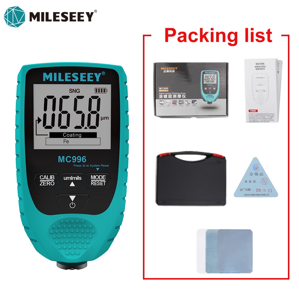 Bộ Dụng Cụ Đo Độ Dày Lớp Sơn Xe Hơi Mileseey MC996 0-1500 um Fe & NFe