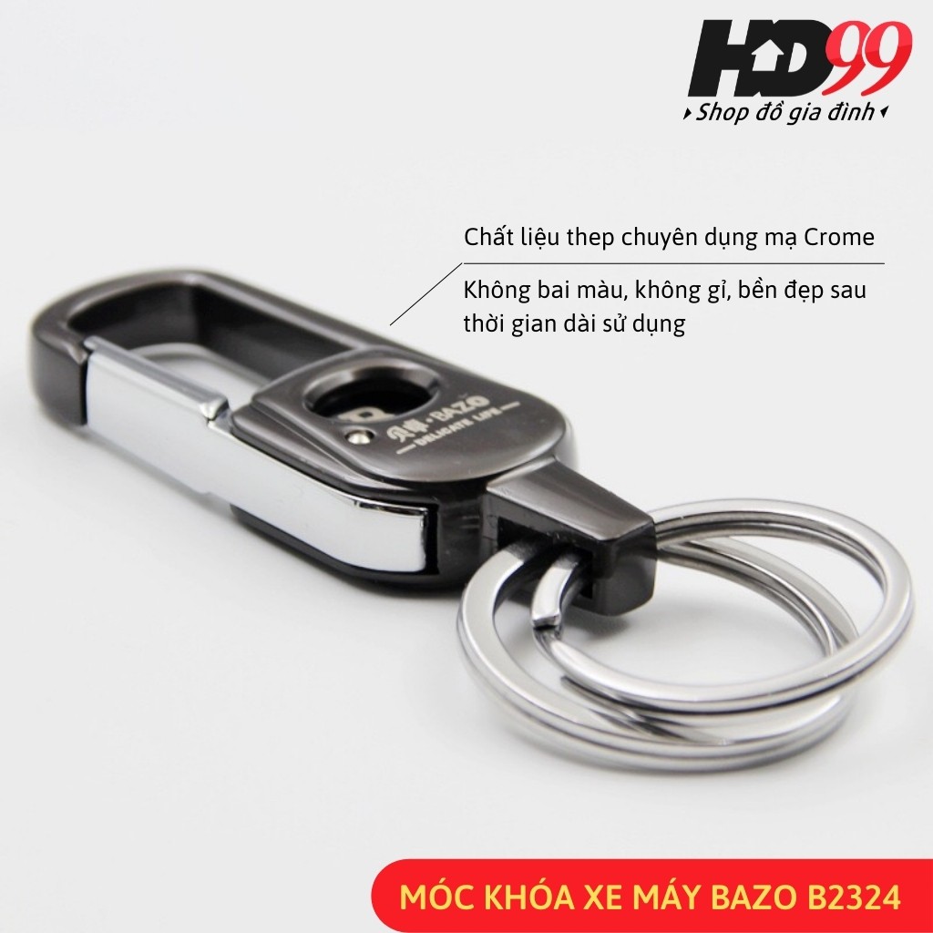 Móc khóa Ô tô Xe máy BAZO B2324 | Chất liệu Thép chuyên dụng mạ Crome sáng bóng, phong cách Cổ điển, lịch lãm