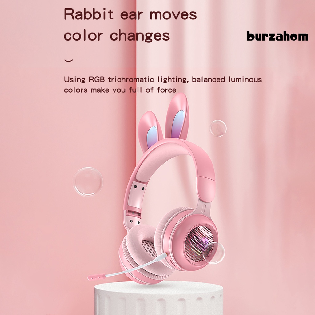 Tai Nghe Không Dây Bluetooth 5.0 Hỗ Trợ Thẻ SD-Card RGB Hình Tai Thỏ Dễ Thương