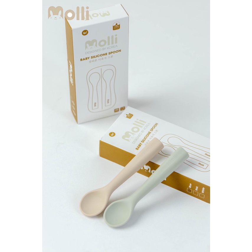 Có tách lẻ - Set 2 thìa ăn dặm 100% Silicone cao cấp chịu nhiệt tốt, không BPA, an toàn cho bé - Molli Việt Nam