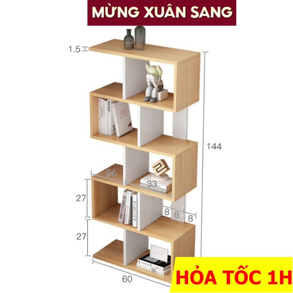 KỆ SÁCH ĐA TẦNG FUNA MẪU MỚI ZICZAC MÀU VÂN GỖ TRẮNG