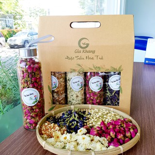 SET QUÀ TRÀ HOA Ý NGHĨA CHO NGƯỜI THÂN- Set 4 loại trà hoa tốt cho sức khoẻ