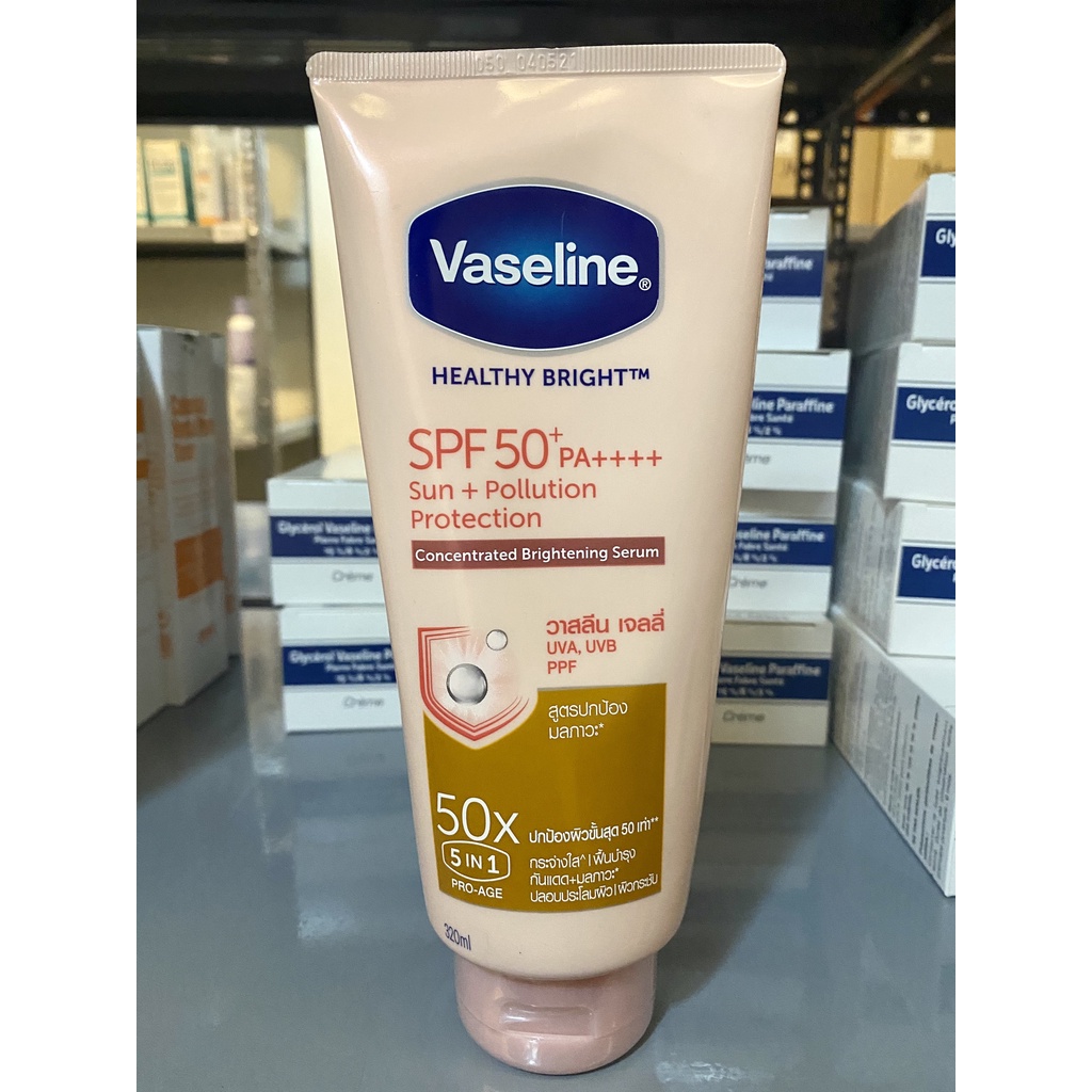 Vaseline- Dưỡng thể trắng da 50X Healthy Bright SPF 50 Sun + Pollition Protection 320 ml