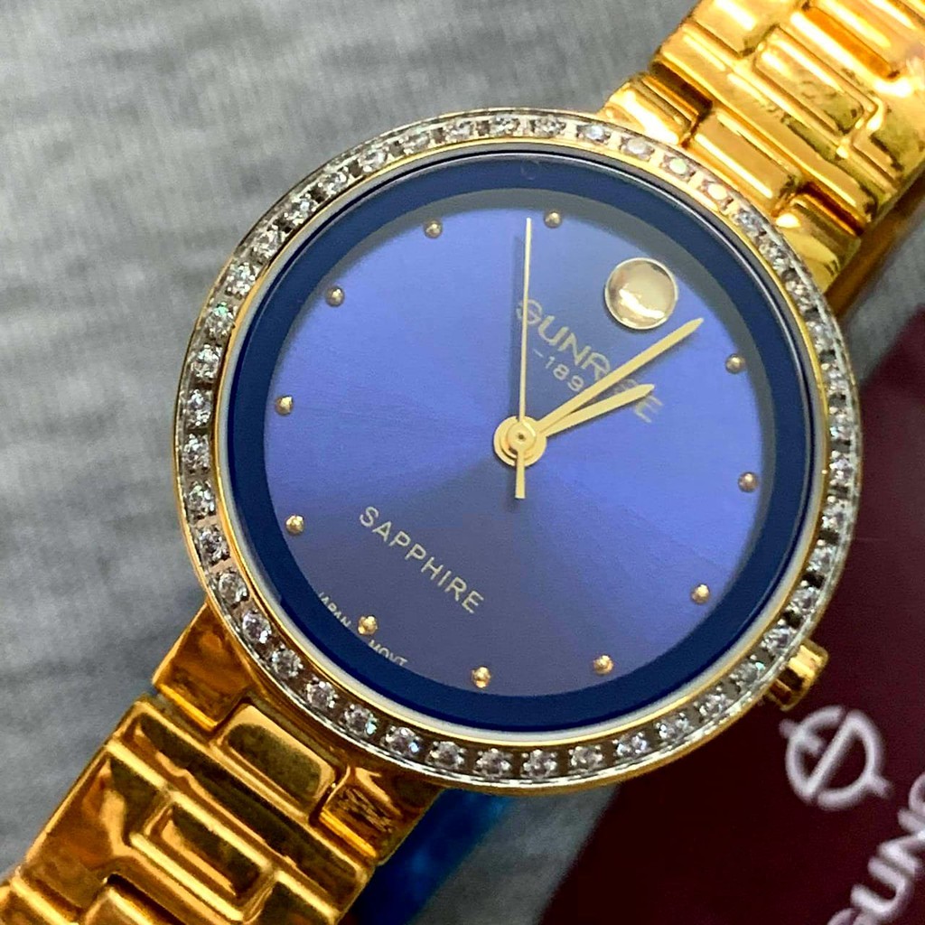 Đồng hồ Sunrise Nữ L9949AA-G-X Viềng đá Swa sang trọng - kính saphire chống trầy - b