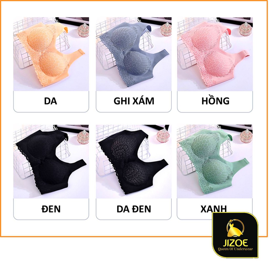 Áo Bra nữ su đúc không đường may Ren hoa cánh chim phong cách Thái Lan cao cấp gợi cảm thoáng mát JIZOE ALT46