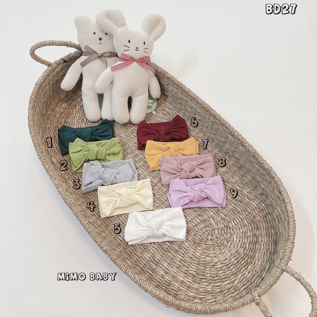 Băng đô turban cotton nơ đáng yêu cho bé gái Mimo Baby BD27