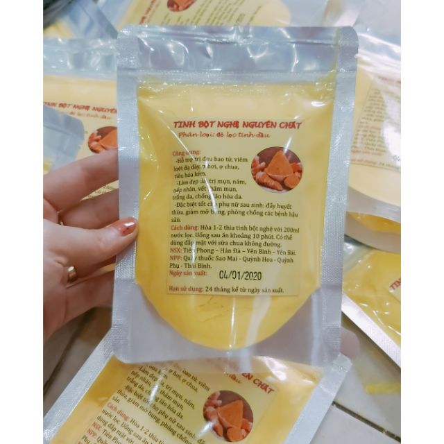 100gr tinh bột nghệ đỏ nguyên chất có phiếu kiểm nghiệm của sở y tế + chứng nhận ATTP