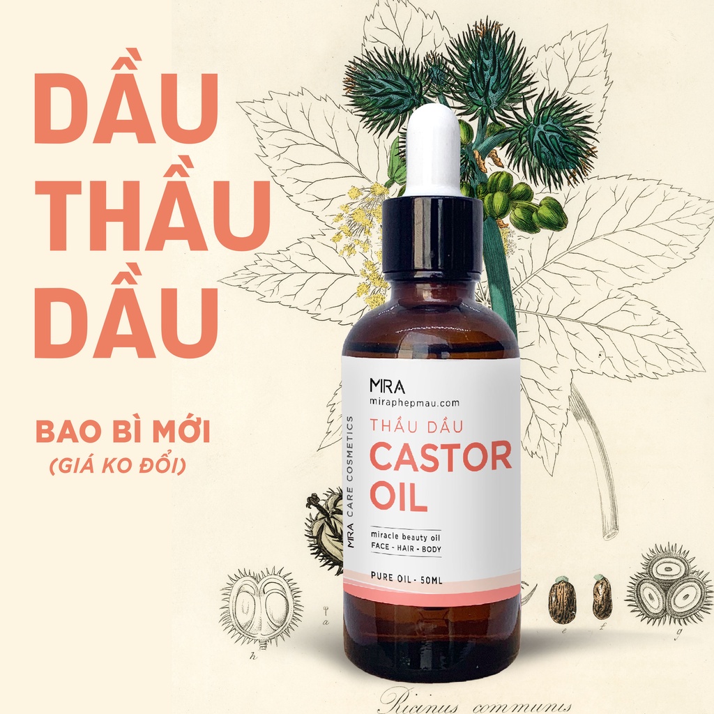 Combo 02 Dầu Thầu Dầu Castor Nguyên Chất Ủ Tóc Mọc Tóc Siêu Nhanh - Mira