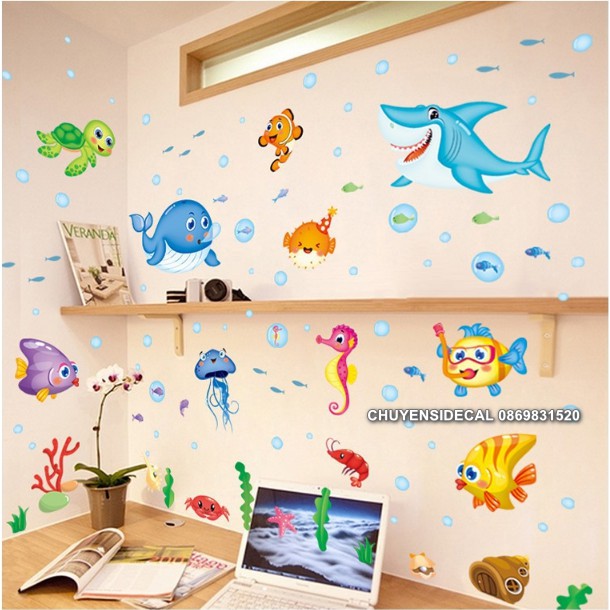 Decal trang trí tường - Cá Mập Đại Dương 02
