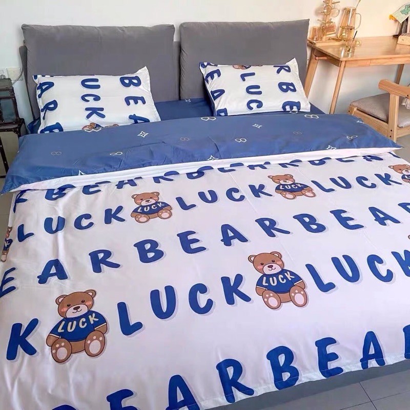 Set Chăn Ga Cotton Poly Gấu Luck May Mắm Siêu Yêu (Shinbedding_store) | BigBuy360 - bigbuy360.vn