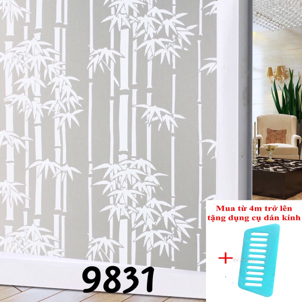 Giấy dán kính mờ khổ 90cm hoặc 45cm dài đặt theo số lượng x1m mã 9831 trúc trắng