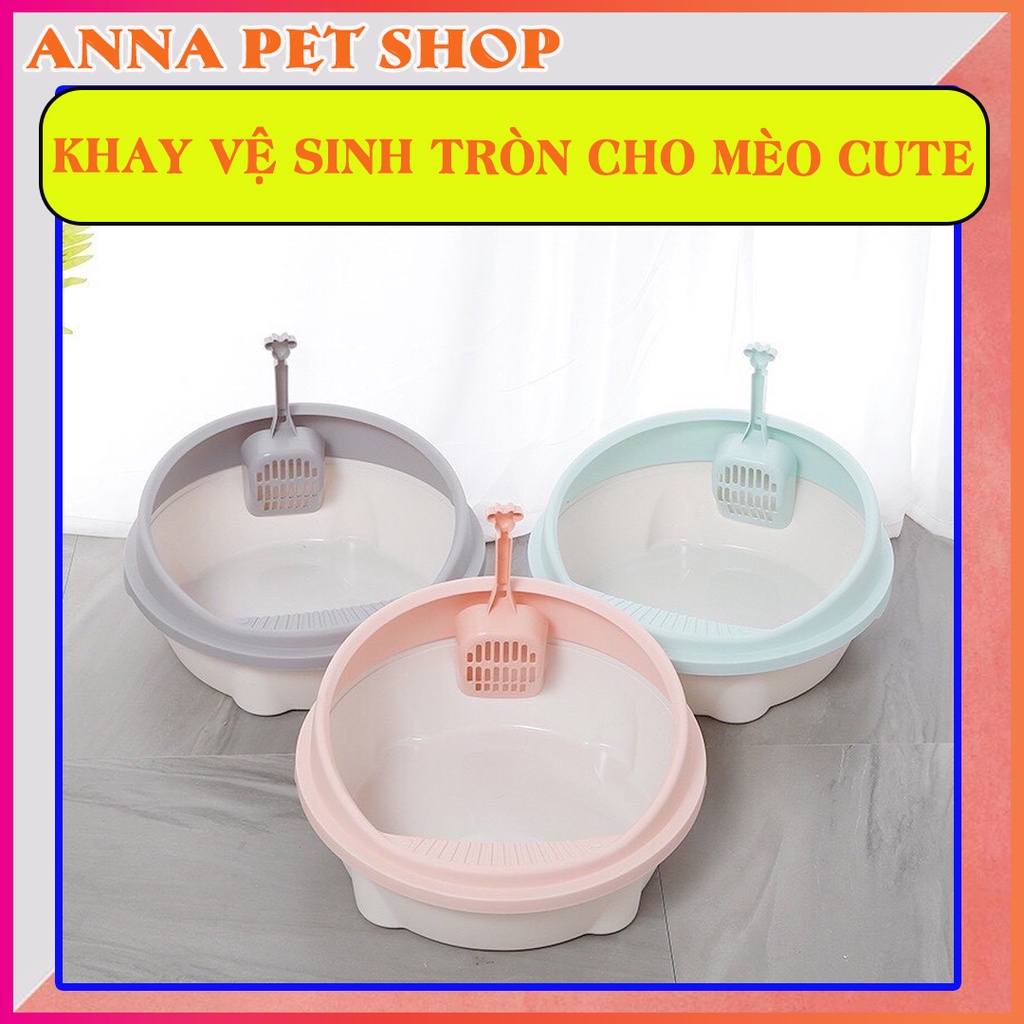 (Tặng Kèm Xẻng) Khay Vệ Sinh Cho Mèo Hình Tròn CUTE