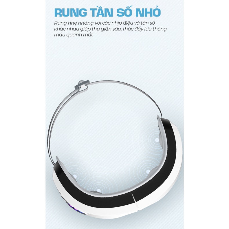 Máy massage mắt không dây VISPO VP-M21 với mát xa áp suất túi khí, rung đa tần, chườm ấm mắt tích hợp Smart Bluetooth