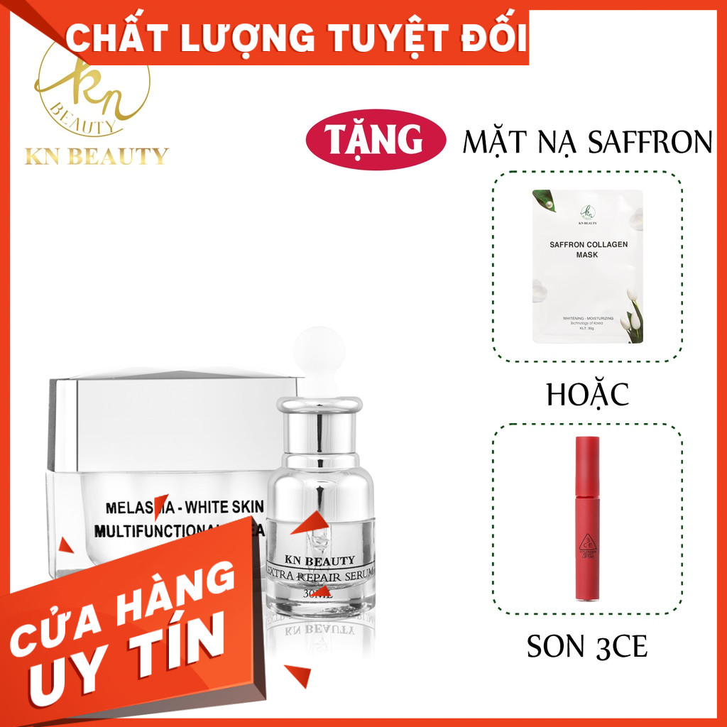 [CHÍNH HÃNG] Combo Kem Face & Serum ngừa nám Collagen KN Beauty (quà tặng son)