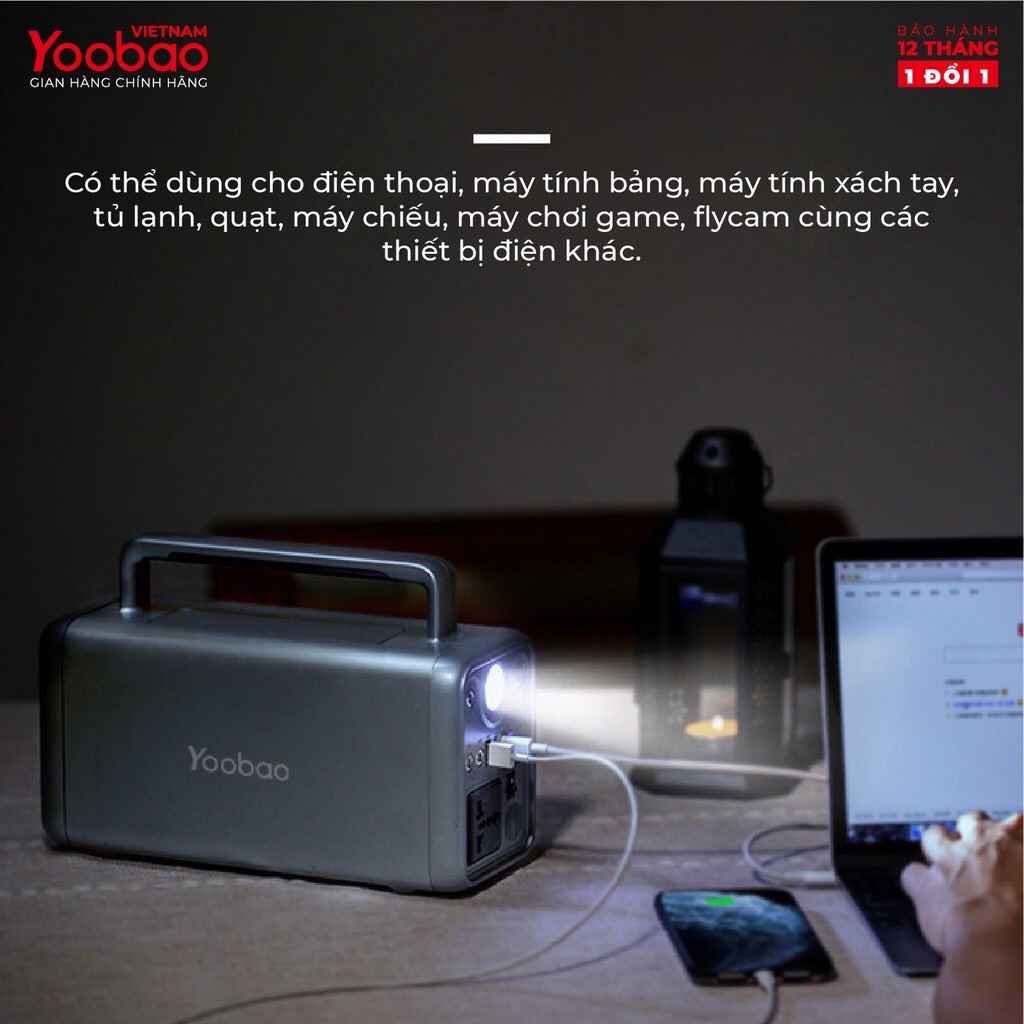 Trạm pin sạc dự phòng nhanh Yoobao EN300WLPD 72000mAh / 300WL / sạc nhanh PD 65W cổng điện 220V/300W tích hợp đèn pin