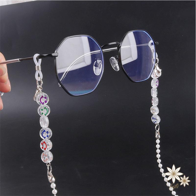 【kifli】Kính acrylic trong suốt / dây đeo mặt nạ có hoa, trang trí trái tim