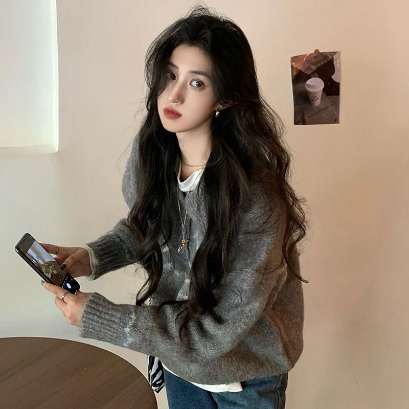 Áo thun Polo dệt kim màu sắc Retro thời trang thu đông Hàn Quốc mới cho nữ