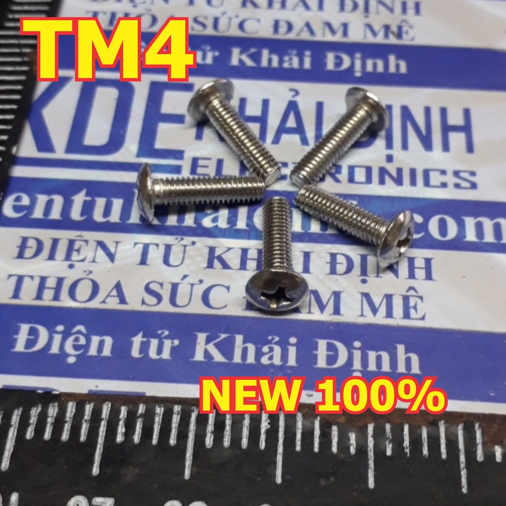 Bulong bu lông vít Kake M4 TM4 inoc inox 4 chấu đầu +, đầu dù tròn, dài 6mm~50mm kde5062