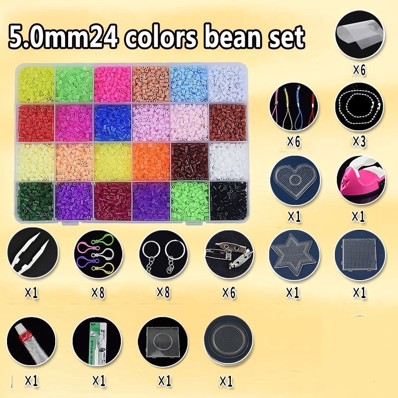 Bộ Đồ Chơi Hạt Nhựa 5Mm Kèm Phụ Kiện Độc Đáo Cho Bé