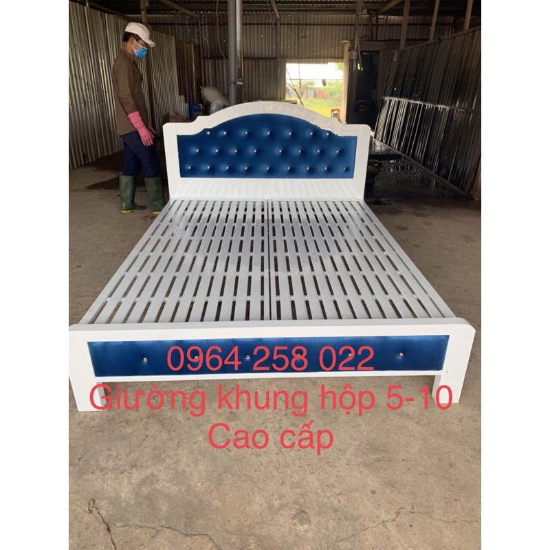 Giường khung hộp cao cấp 5x10 - 1m4x2m -freeship hcm (hình thật)