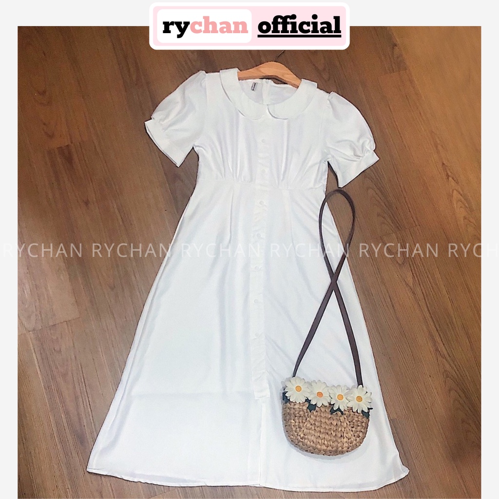 [ẢNH THẬT CUỐI] Đầm Xoè Midi Trắng Tiểu Thư Cổ Sen Có Lót - DX298