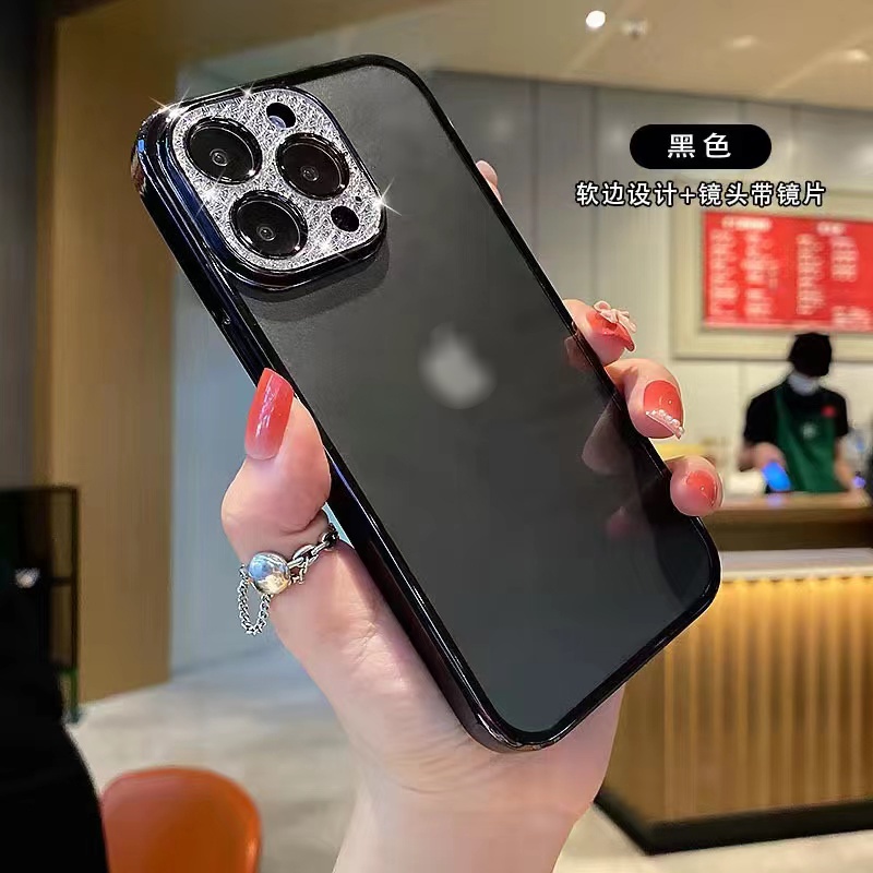 Ốp Điện Thoại Cạnh Mềm Mạ Điện Có Màng Bảo Vệ Lens Cho IPhone 13 12 11 Pro Max XS Max XR X 8 7 Plus