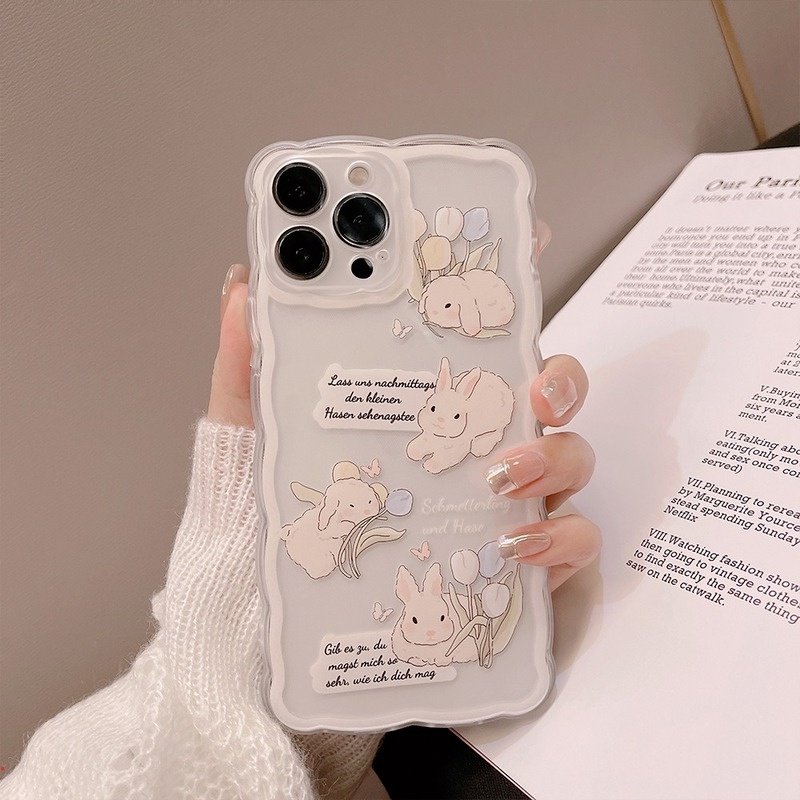 Ốp Điện Thoại Silicon Mềm Trong Suốt In Hình Thỏ Dễ Thương Cho Iphone 11 12 13 Pro MAX 7 8 Plus XR X XS MAX 12 Pro