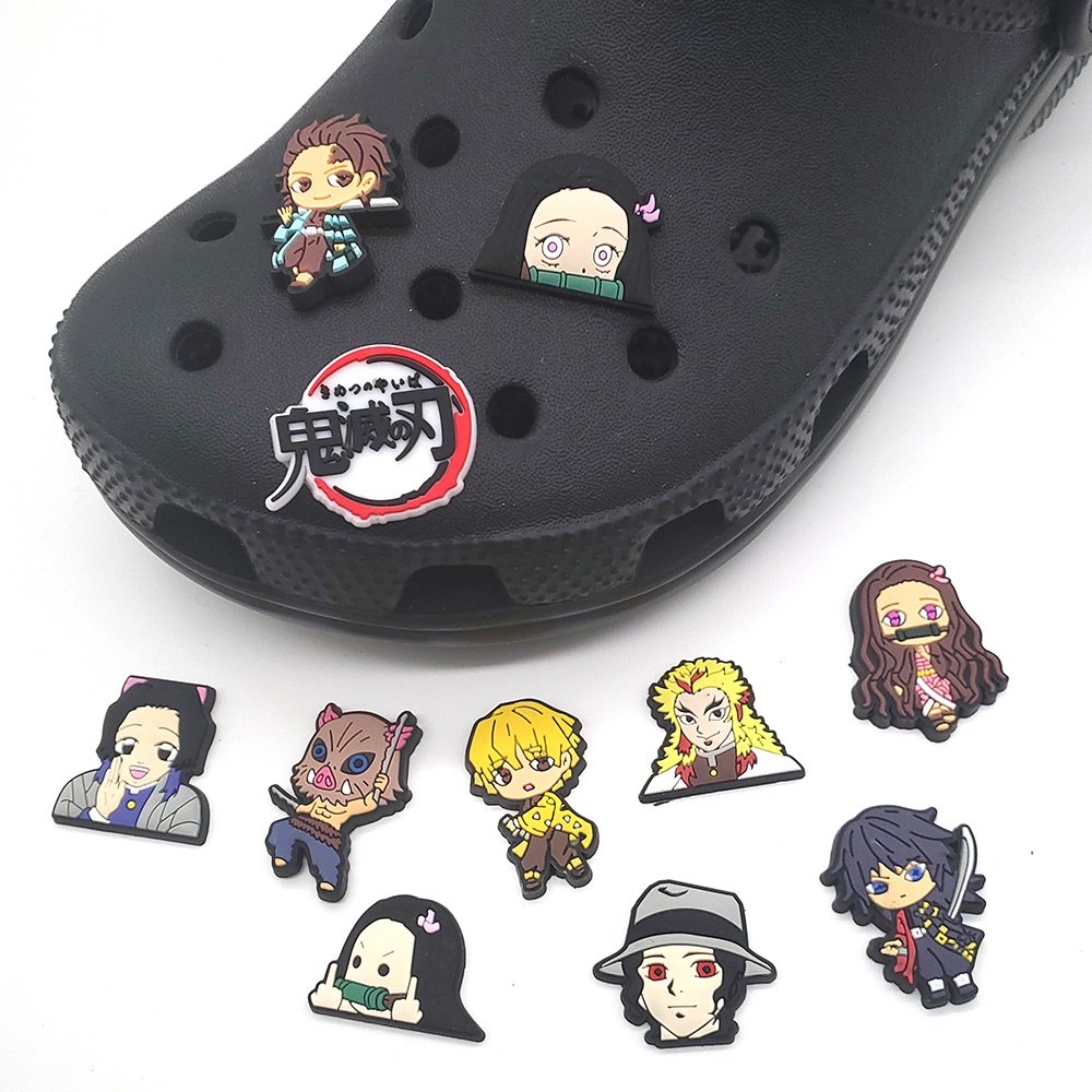 Huy hiệu cài trang trí hình nhân vật anime Nhật Bản Demon Slayer đáng yêu dành cho dép Crocs và đinh ghim