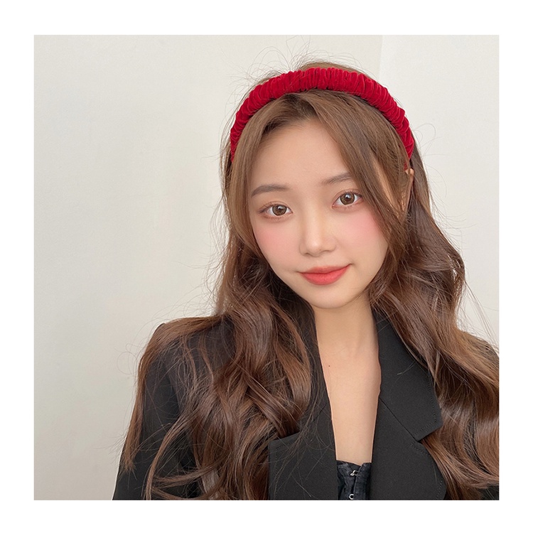 Kẹp Tóc Vải Nhung Màu Đỏ Phong Cách Retro Pháp Mừng Năm Mới