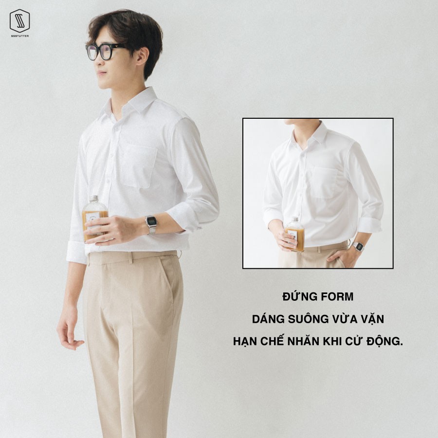 Áo sơ mi nam SSSTUTTER dài tay có túi ngực vải bamboo thoáng mát classic shirt | BigBuy360 - bigbuy360.vn