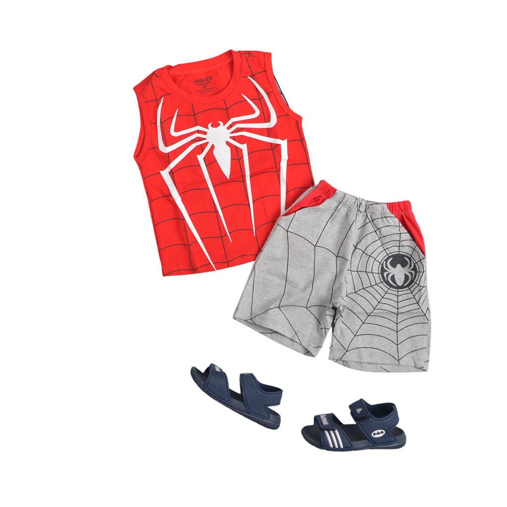 Đồ Bộ Sát Nách Bé Trai Phối Nhện Kèm Mặt Nạ