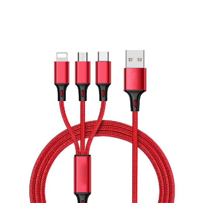 Dây Cáp Sạc đa năng 3 trong 1 hỗ trợ 3 Đầu Lightning - Micro USB - Type C